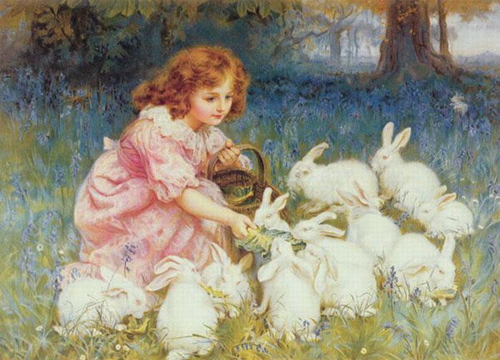 Frederick Morgan Feeding the Rabbits Sweden oil painting art
